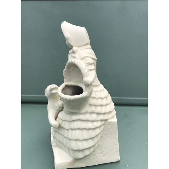 Vth 50s 60s White Porcelain Figurine Planter Vase Dog Victorian Dog Woman chic - Picture 2 of 6